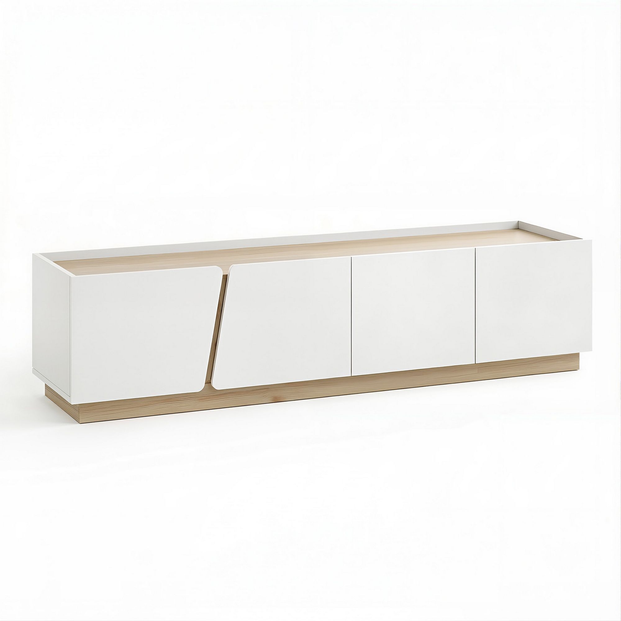 Artiss 180cm TV Unit Storage Cabinet Living Room White & Pine - Image 2