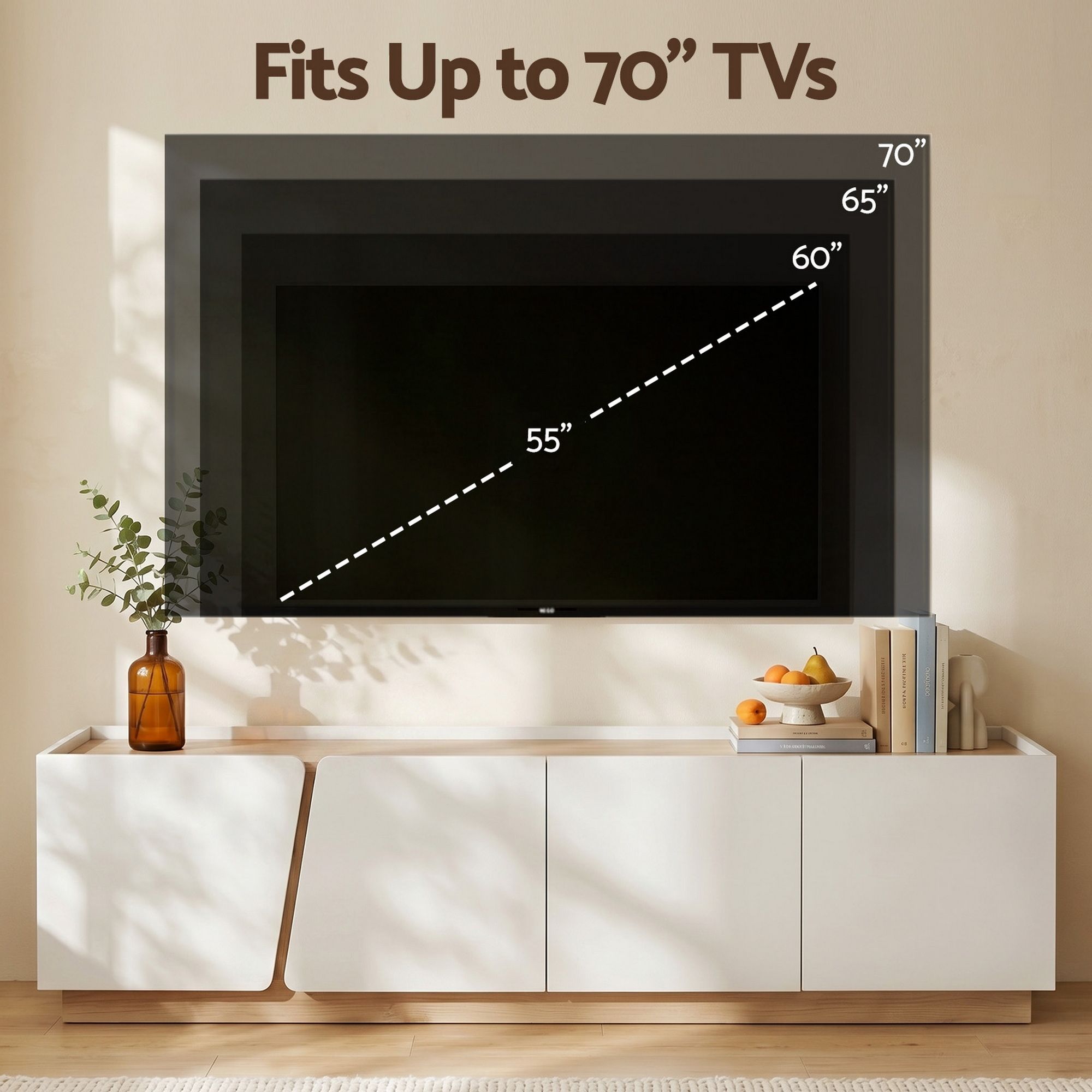 Artiss 180cm TV Unit Storage Cabinet Living Room White & Pine - Image 7