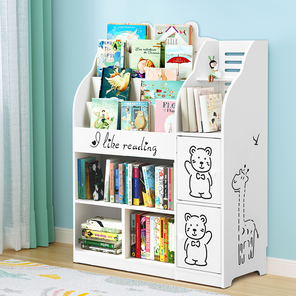 Keezi 4 Tiers Kids Bookshelf Storage Children Bookcase Toy Organiser Display - Image 1