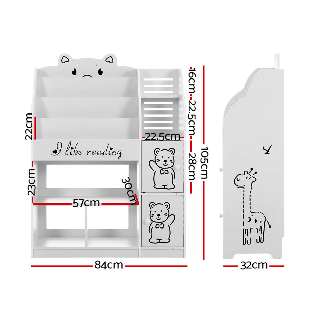 Keezi 4 Tiers Kids Bookshelf Storage Children Bookcase Toy Organiser Display - Image 4