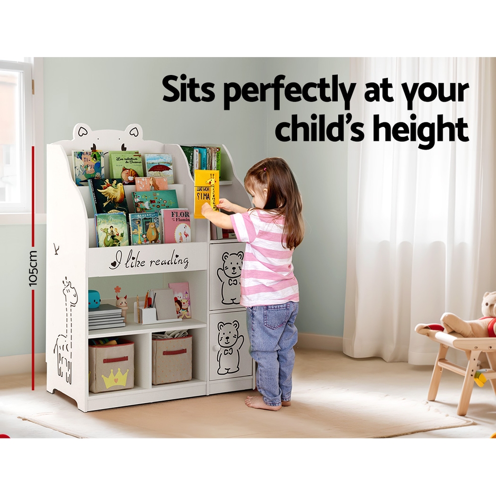Keezi 4 Tiers Kids Bookshelf Storage Children Bookcase Toy Organiser Display - Image 6