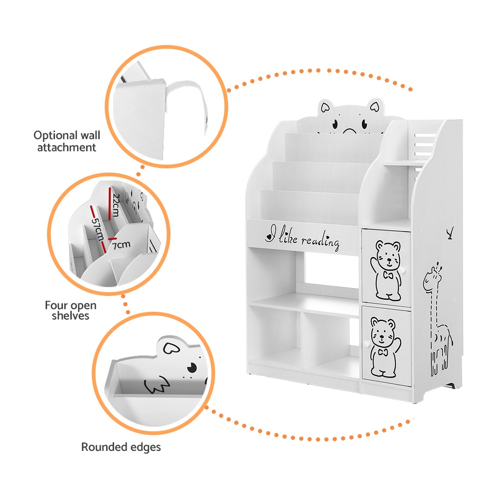 Keezi 4 Tiers Kids Bookshelf Storage Children Bookcase Toy Organiser Display - Image 8