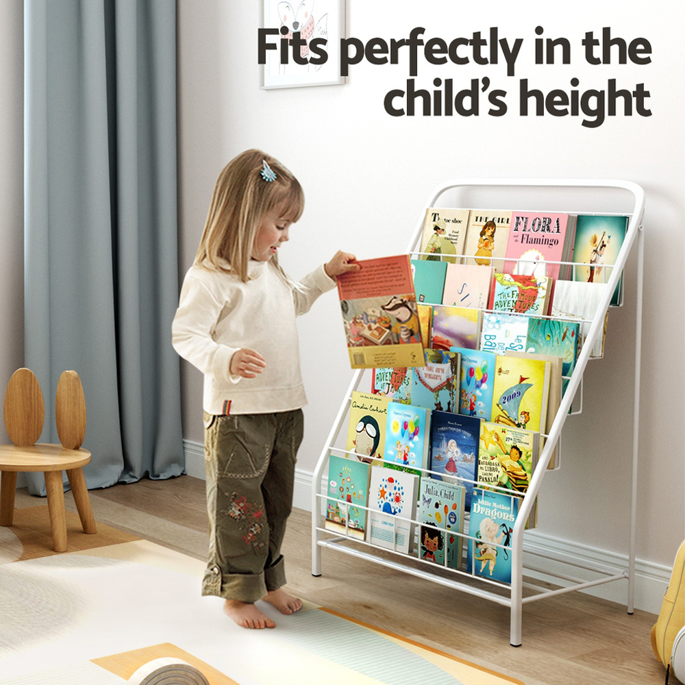 Keezi 6 Tiers Kids Bookshelf Magazine Rack Children Bookcase Organiser Foldable - Image 6