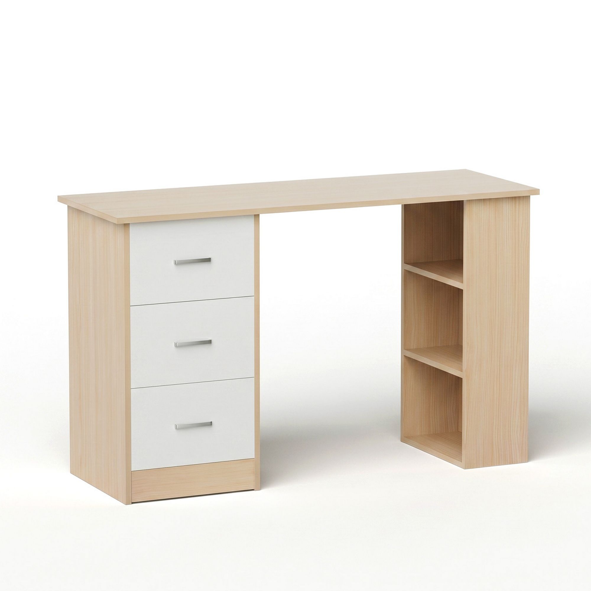 Artiss Computer Desk Drawer Shelf Oak White 120CM - Image 1