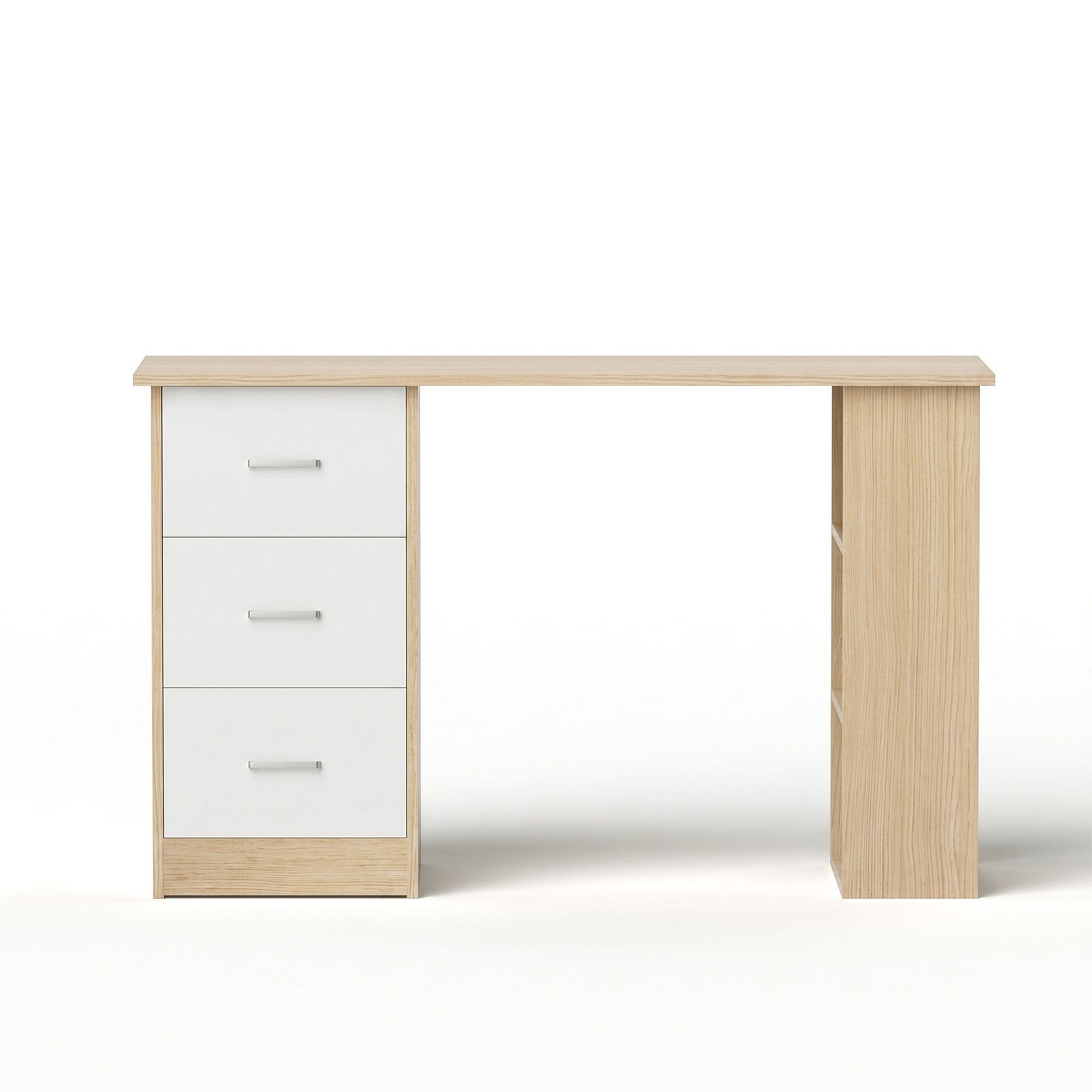 Artiss Computer Desk Drawer Shelf Oak White 120CM - Image 3