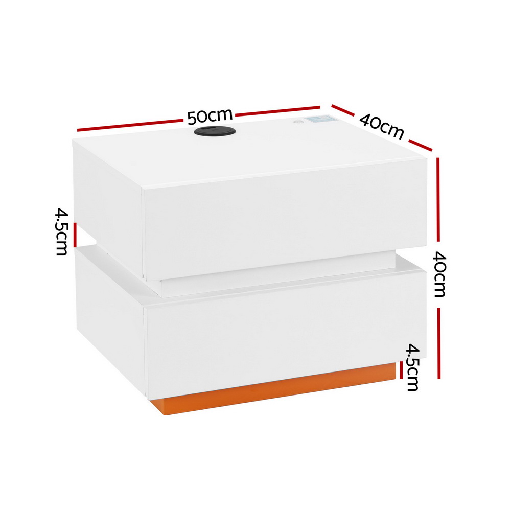 Artiss Smart Bedside Table LED Wireless Charging Ada - Image 2