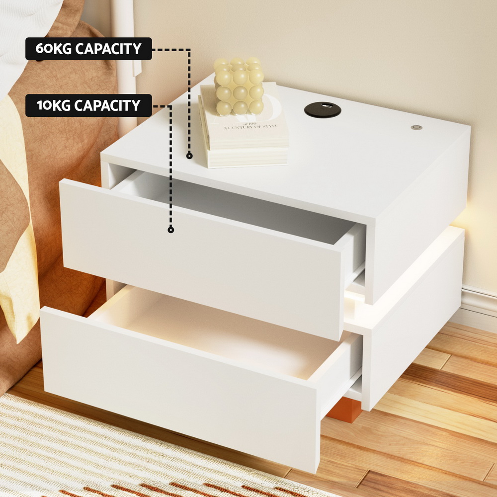 Artiss Smart Bedside Table LED Wireless Charging Ada - Image 4