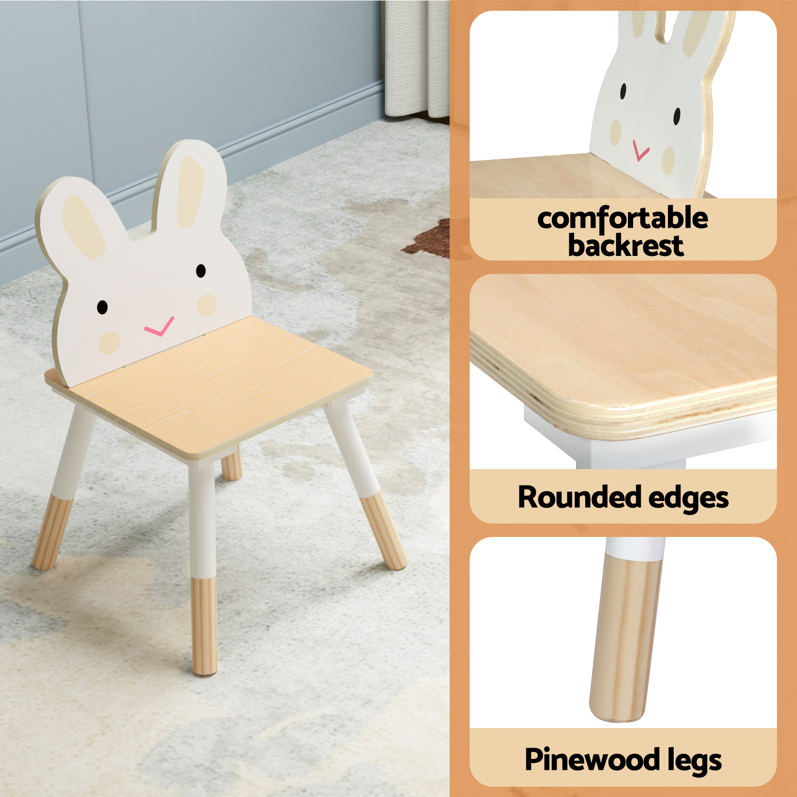 Keezi 3PCS Kids Table and Chairs Set Activity Desk Chalkboard Toy Hidden Storage - Image 6
