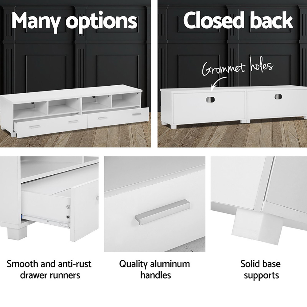 Artiss TV Cabinet Entertainment Unit 180cm White Eddie - Image 8