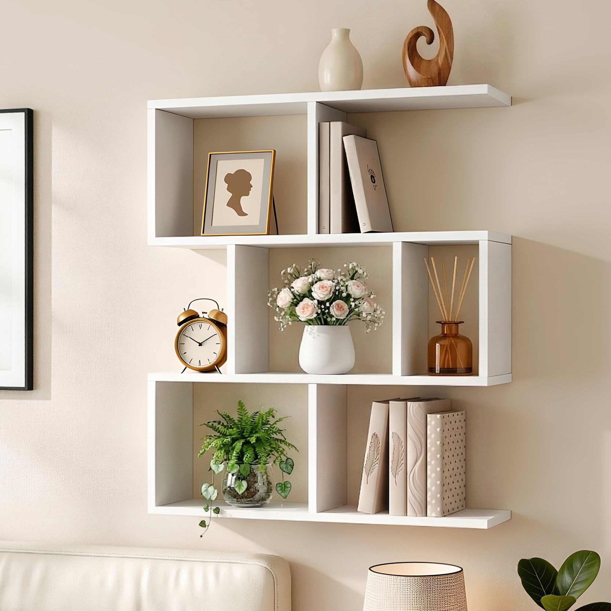 Artiss Floating Wall Shelf Bookshelf 3-Tier Display Storage Organiser White - Image 1