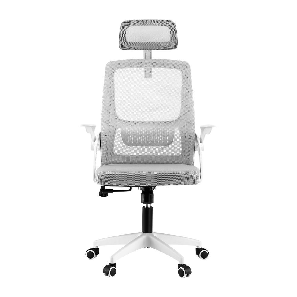 Artiss Home Office Desk and Chair Set, 136cm L Shaped Computer Desk with Shelves & Cable Management, Ergonomic Mesh Office Chair with Adjustable Headrest, Flip-Up Armrests - Image 3