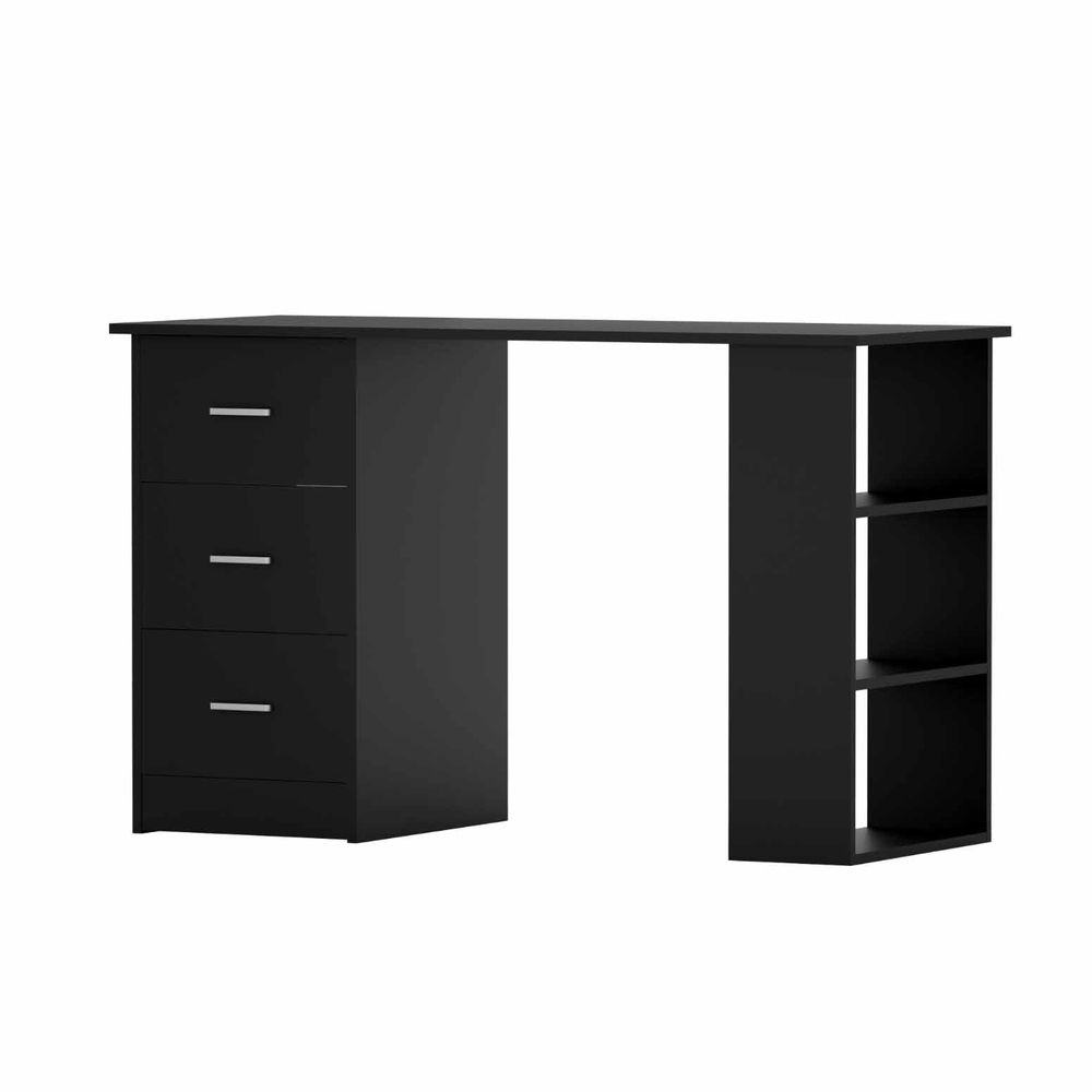 Artiss Office Desk & Chair Set 120cm Computer Desk with 3 Drawers & Open Shelves, Ergonomic Armless Office Chair with Wheels, Height Adjustable for Home Office Study - Image 3