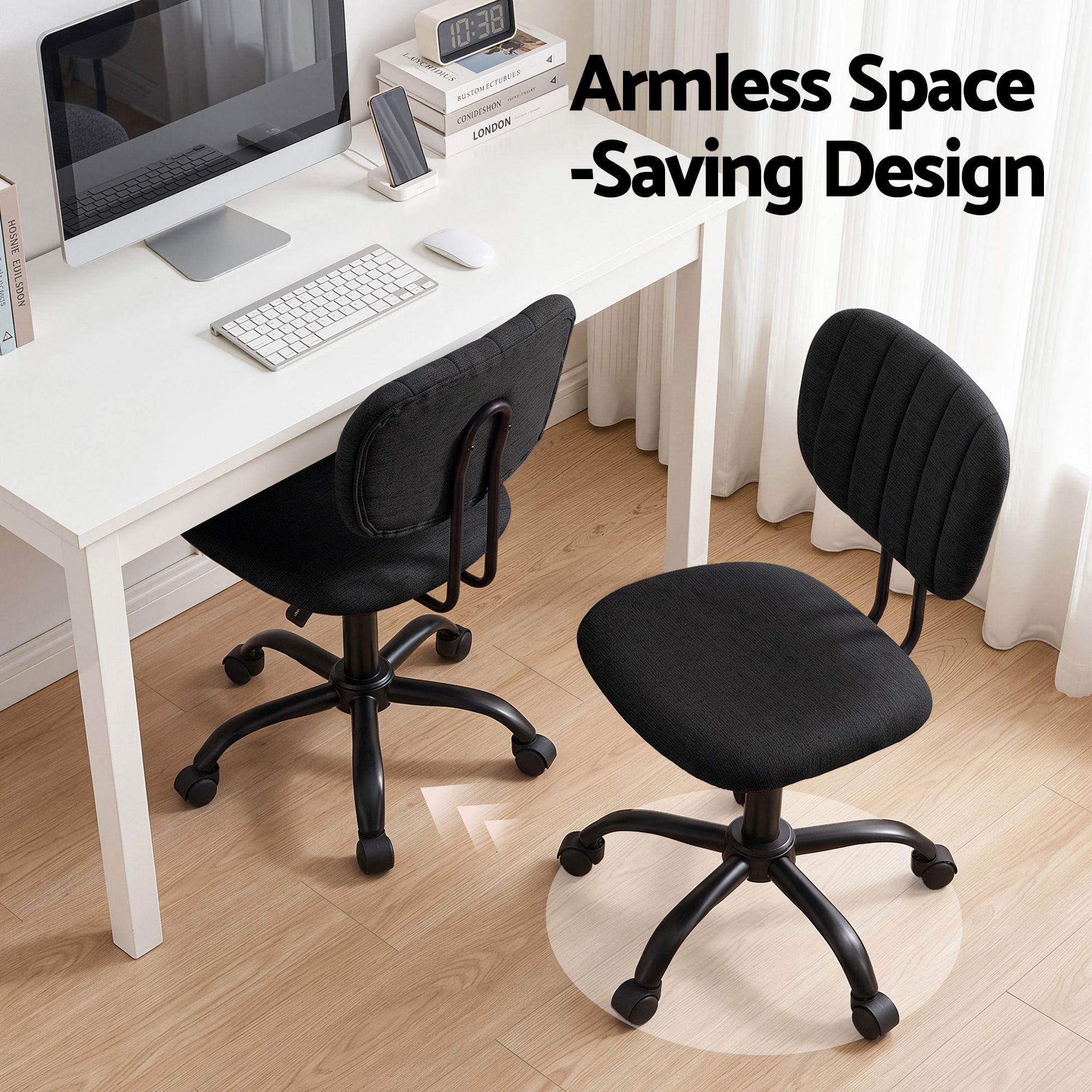 Artiss Office Desk & Chair Set 120cm Computer Desk with 3 Drawers & Open Shelves, Ergonomic Armless Office Chair with Wheels, Height Adjustable for Home Office Study - Image 6