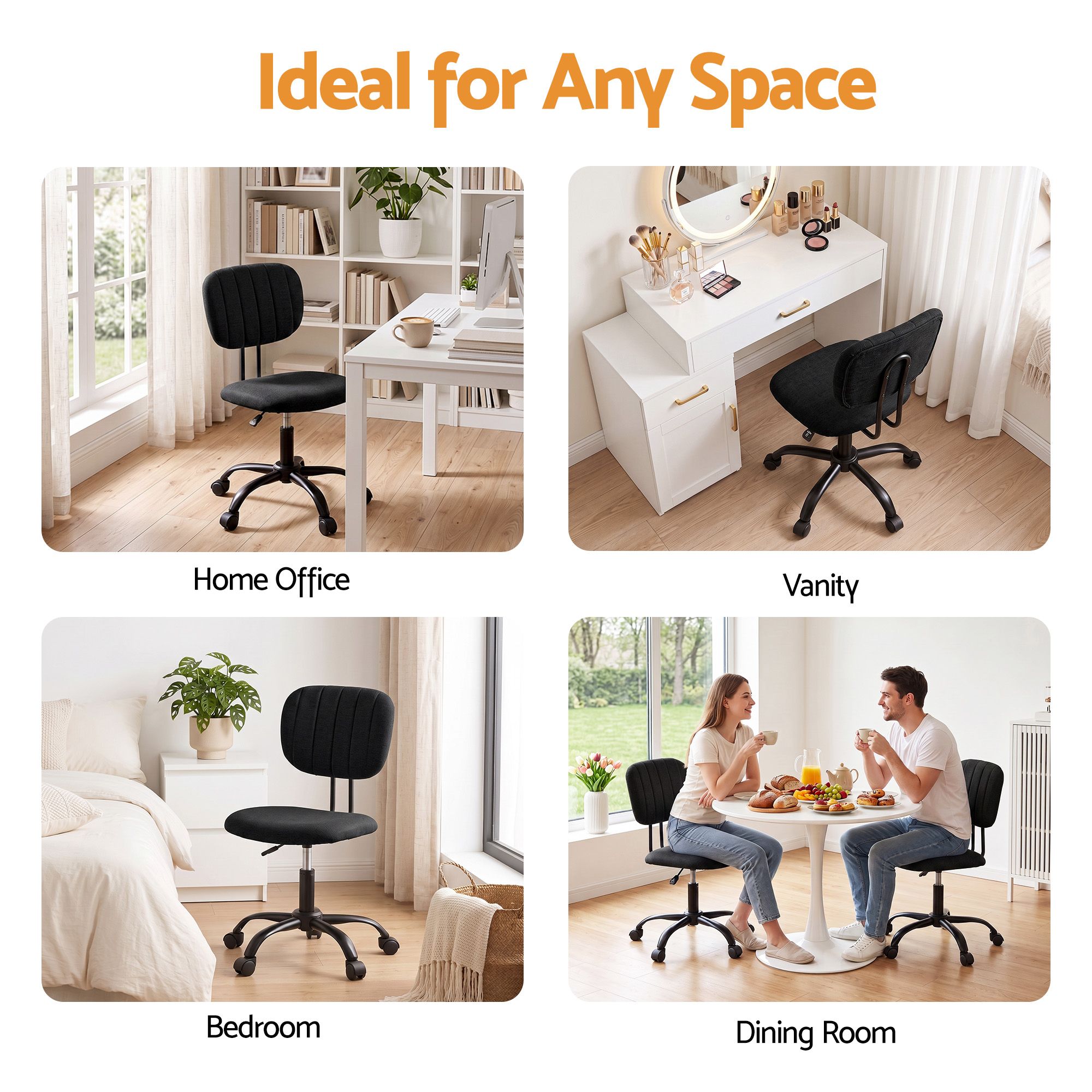 Artiss Office Desk & Chair Set 120cm Computer Desk with 3 Drawers & Open Shelves, Ergonomic Armless Office Chair with Wheels, Height Adjustable for Home Office Study - Image 7