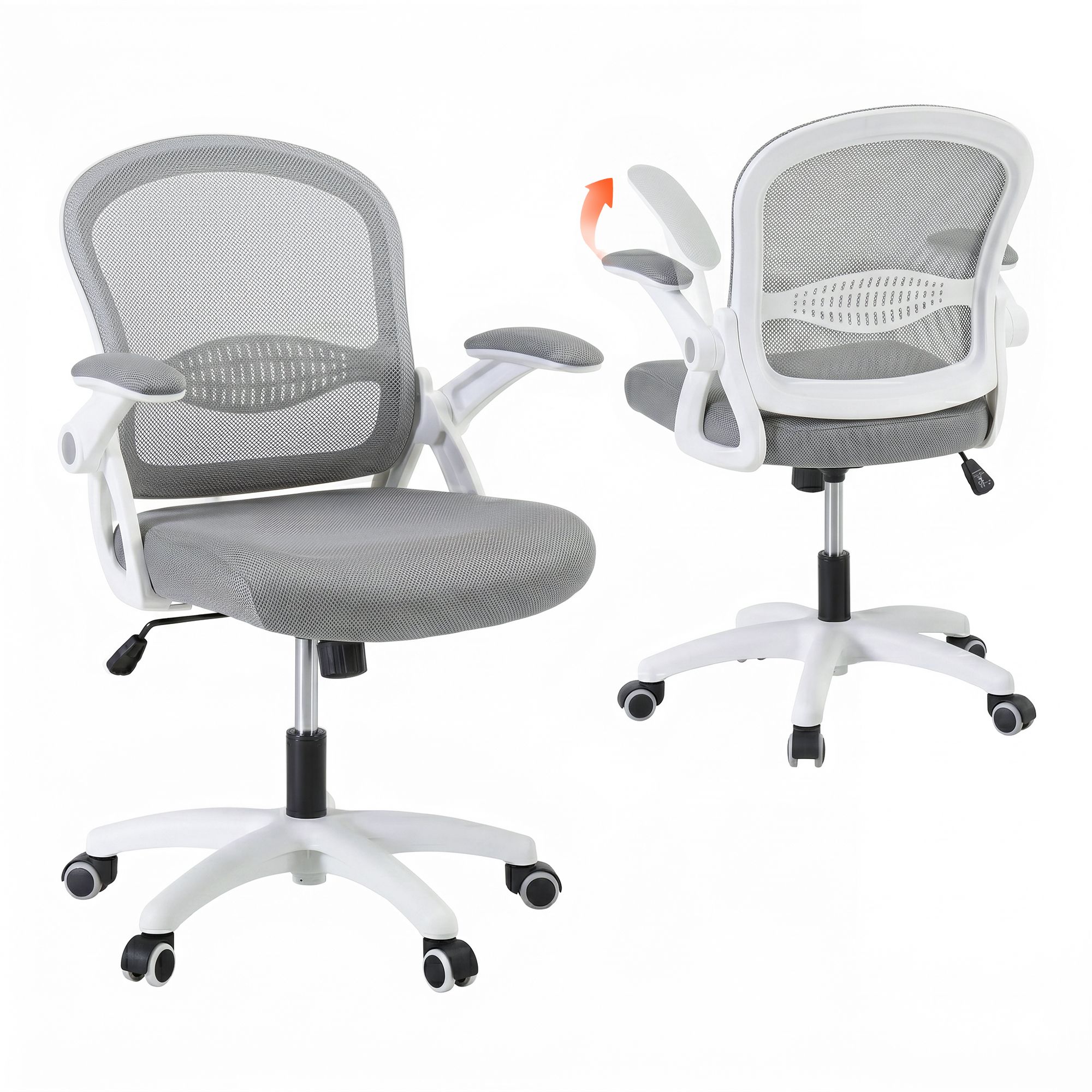 Artiss Computer Desk & Ergonomic Office Chair Set 120cm Home Office Study Desk with 3 Drawers & 3 Shelves, Mesh Computer Chair with Flip-Up Armrests - Image 3