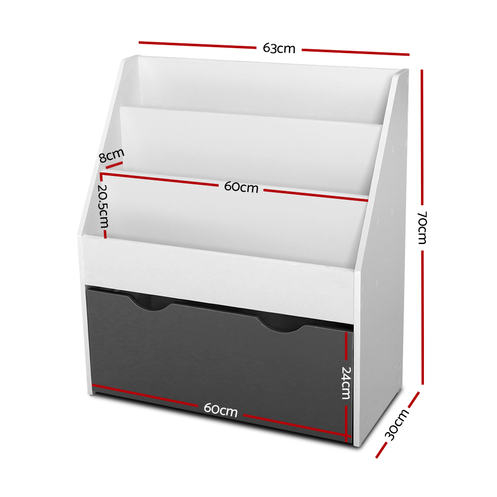 Keezi 3 Tiers Kids Bookshelf Magazine Rack Children Bookcase Organiser Storage - Image 2