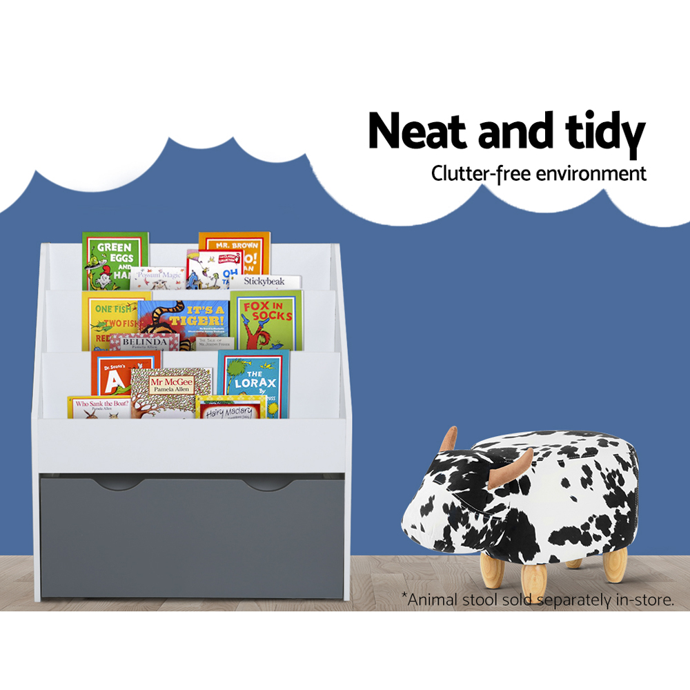 Keezi 3 Tiers Kids Bookshelf Magazine Rack Children Bookcase Organiser Storage - Image 6