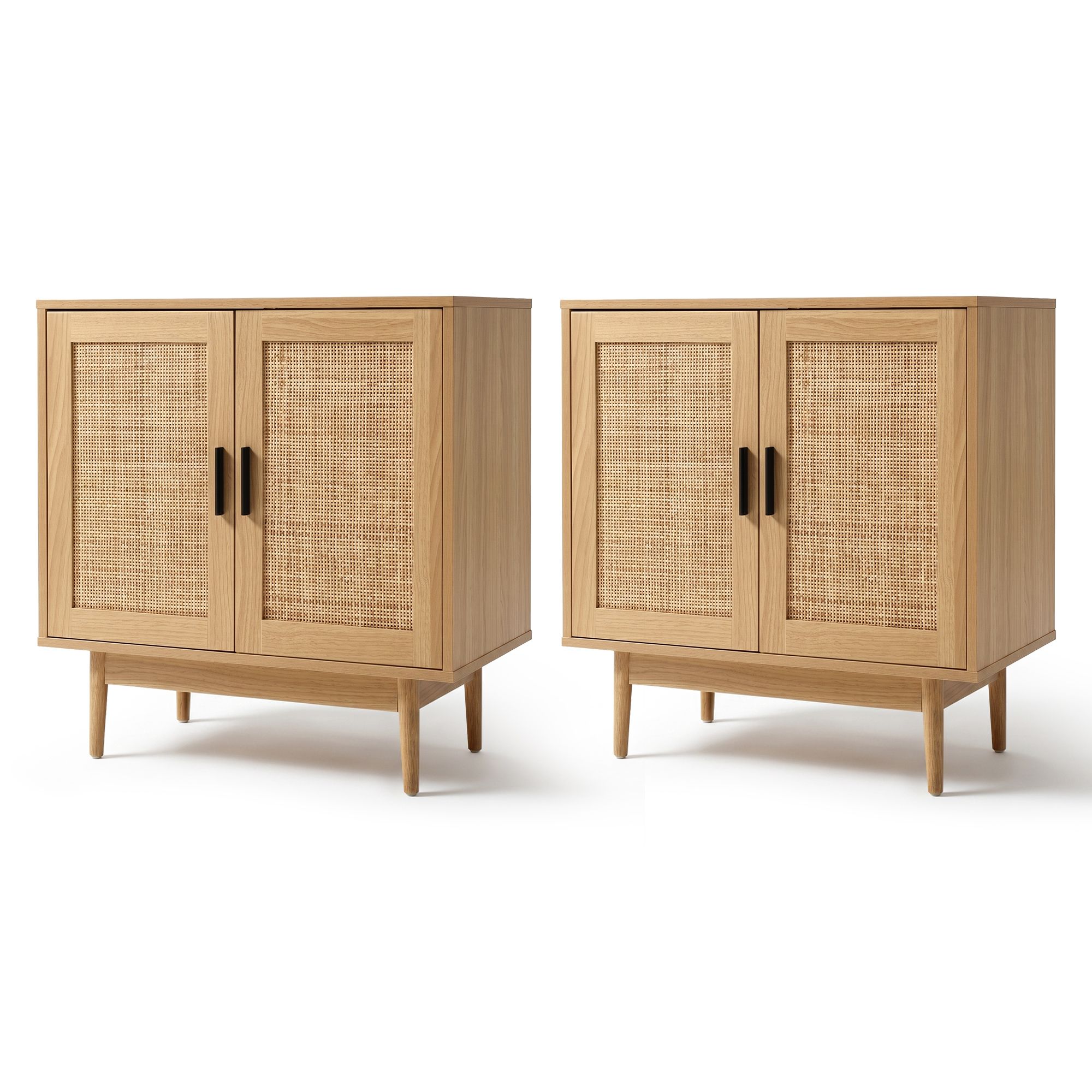 Artiss 2x Buffet Sideboard Cabinet Rattan Cupboard 2 Doors Storage Pantry BRIONY - Image 1