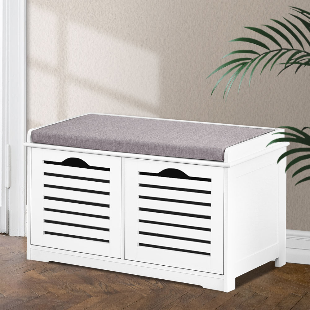 Artiss Shoe Rack Cabinet Bench White Caye - Image 1
