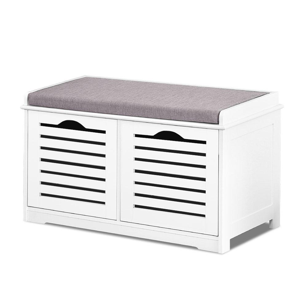 Artiss Shoe Rack Cabinet Bench White Caye - Image 3