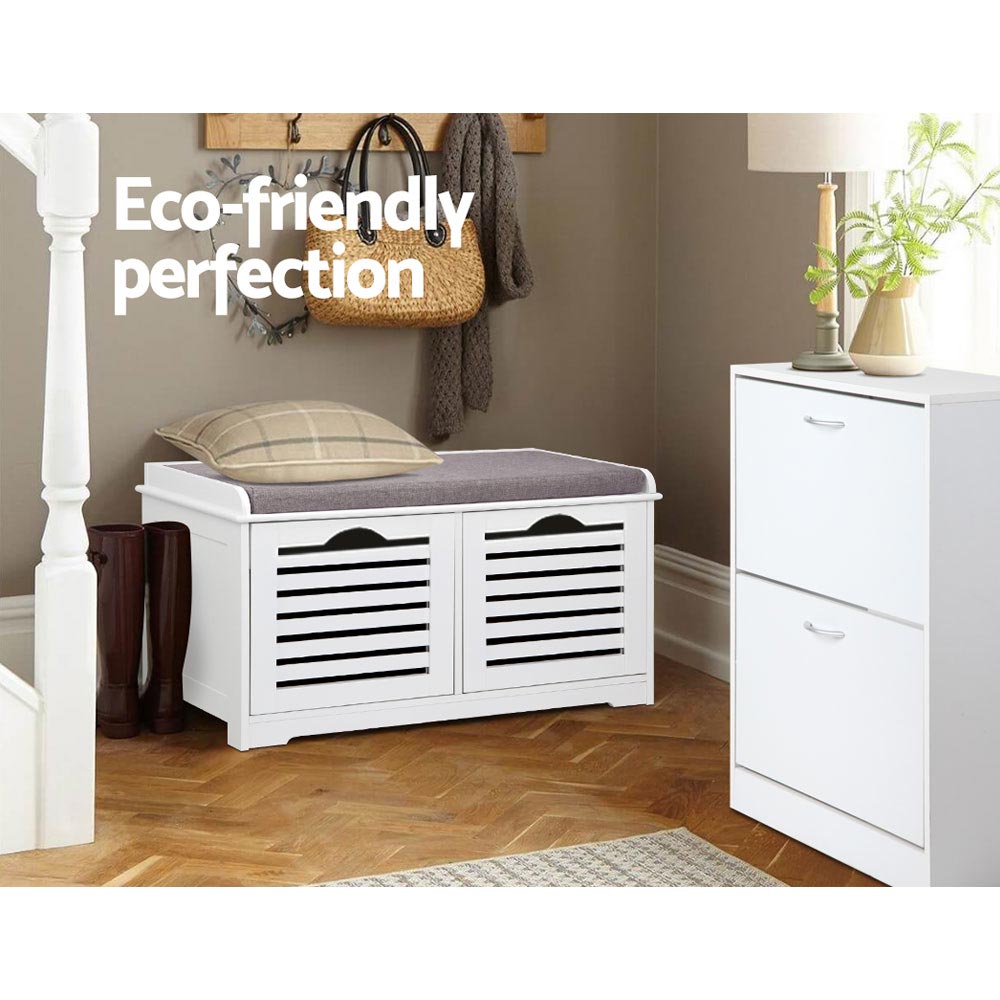 Artiss Shoe Rack Cabinet Bench White Caye - Image 4