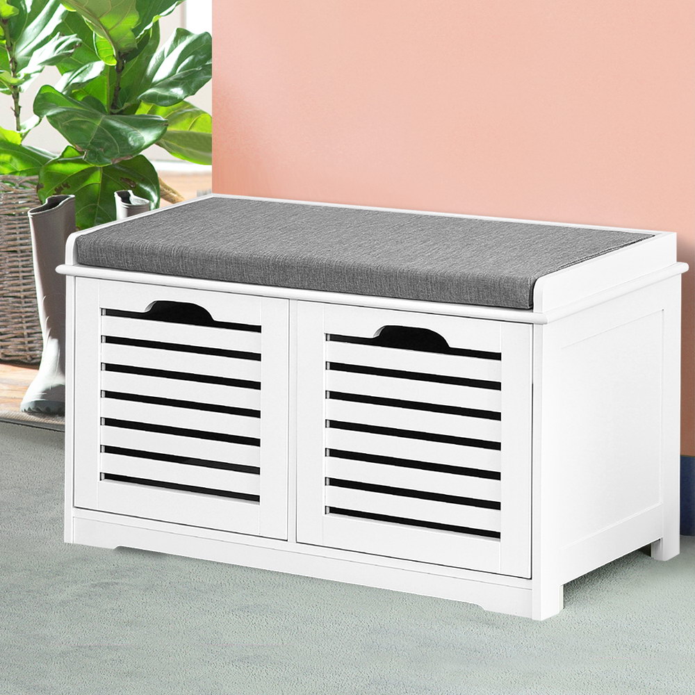 Artiss Shoe Rack Cabinet Bench White Caye - Image 7