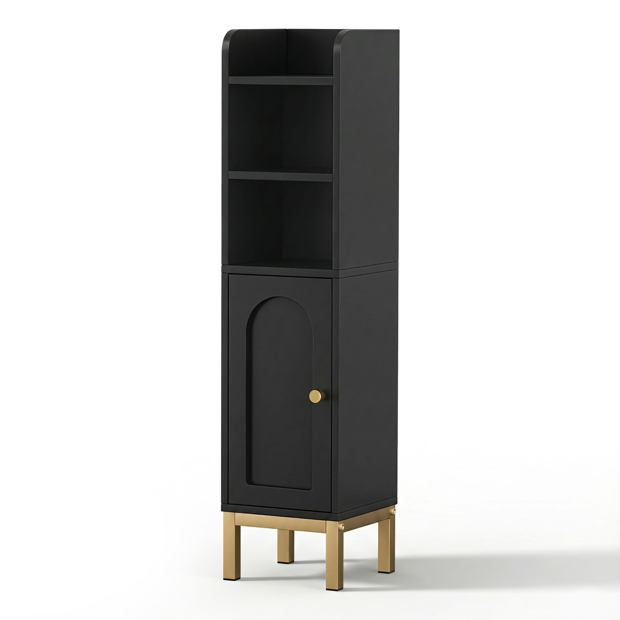 Artiss 2X Bathroom Storage Cabinet Floor Organizer Toilet Corner Adjustable Black - Image 1