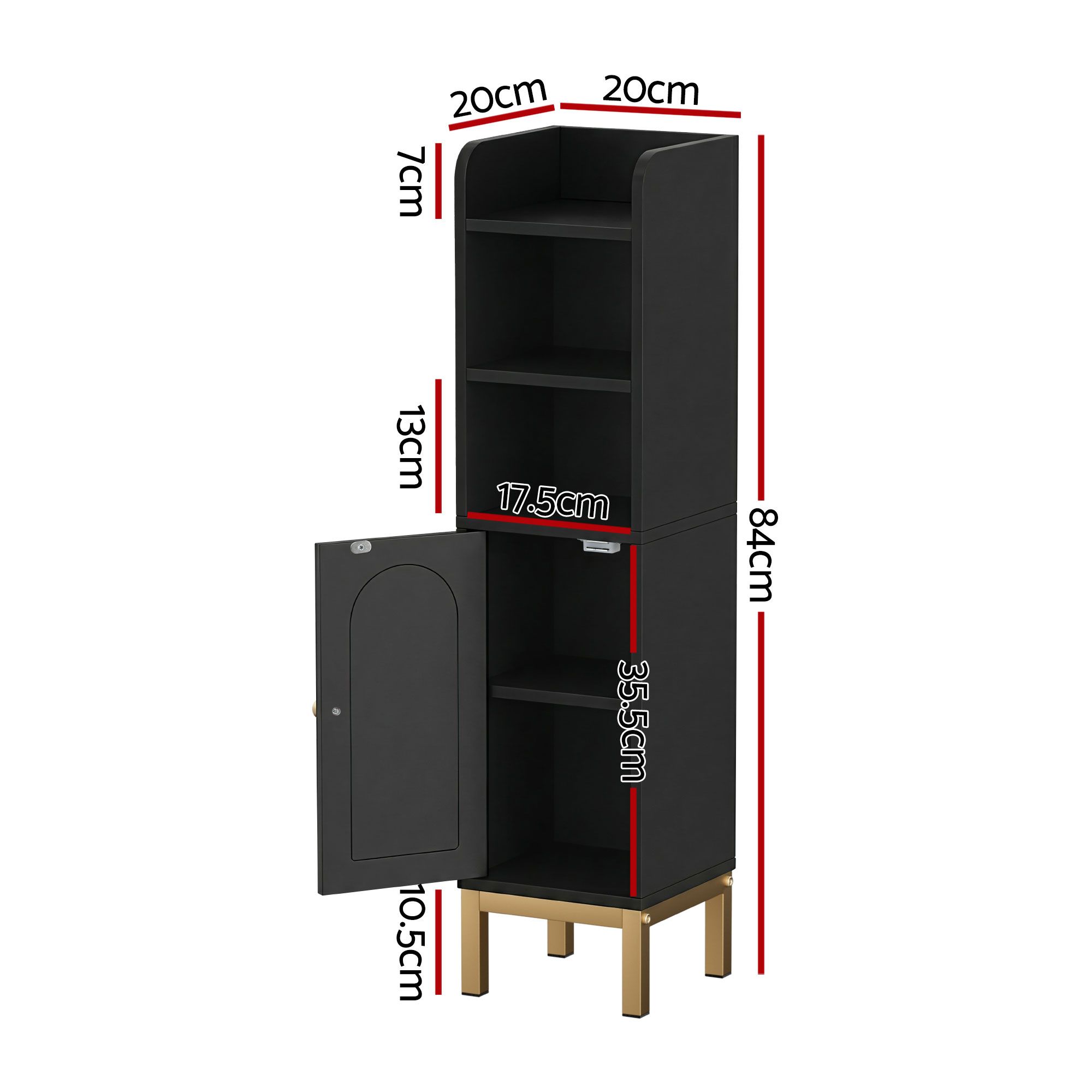 Artiss 2X Bathroom Storage Cabinet Floor Organizer Toilet Corner Adjustable Black - Image 3