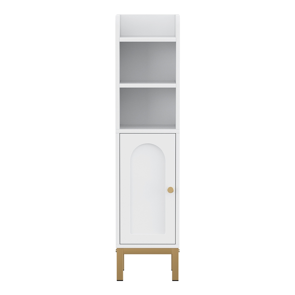 Artiss Bathroom Storage Cabinet Floor Organizer Toilet Corner Adjustable Shelf with Door White - Image 4