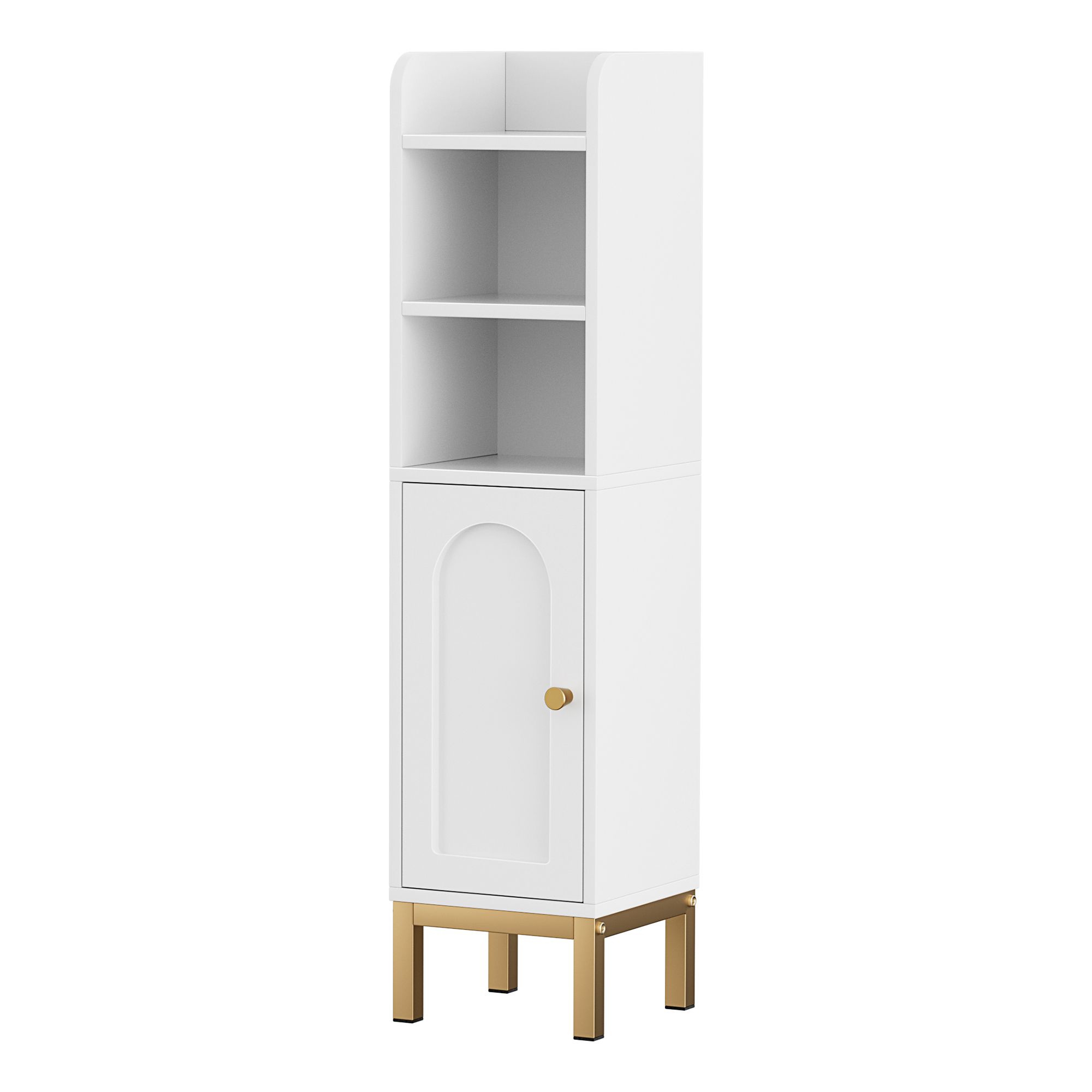 Artiss 2X Bathroom Storage Cabinet Floor Organizer Toilet Corner Adjustable Shelf with Door White - Image 1