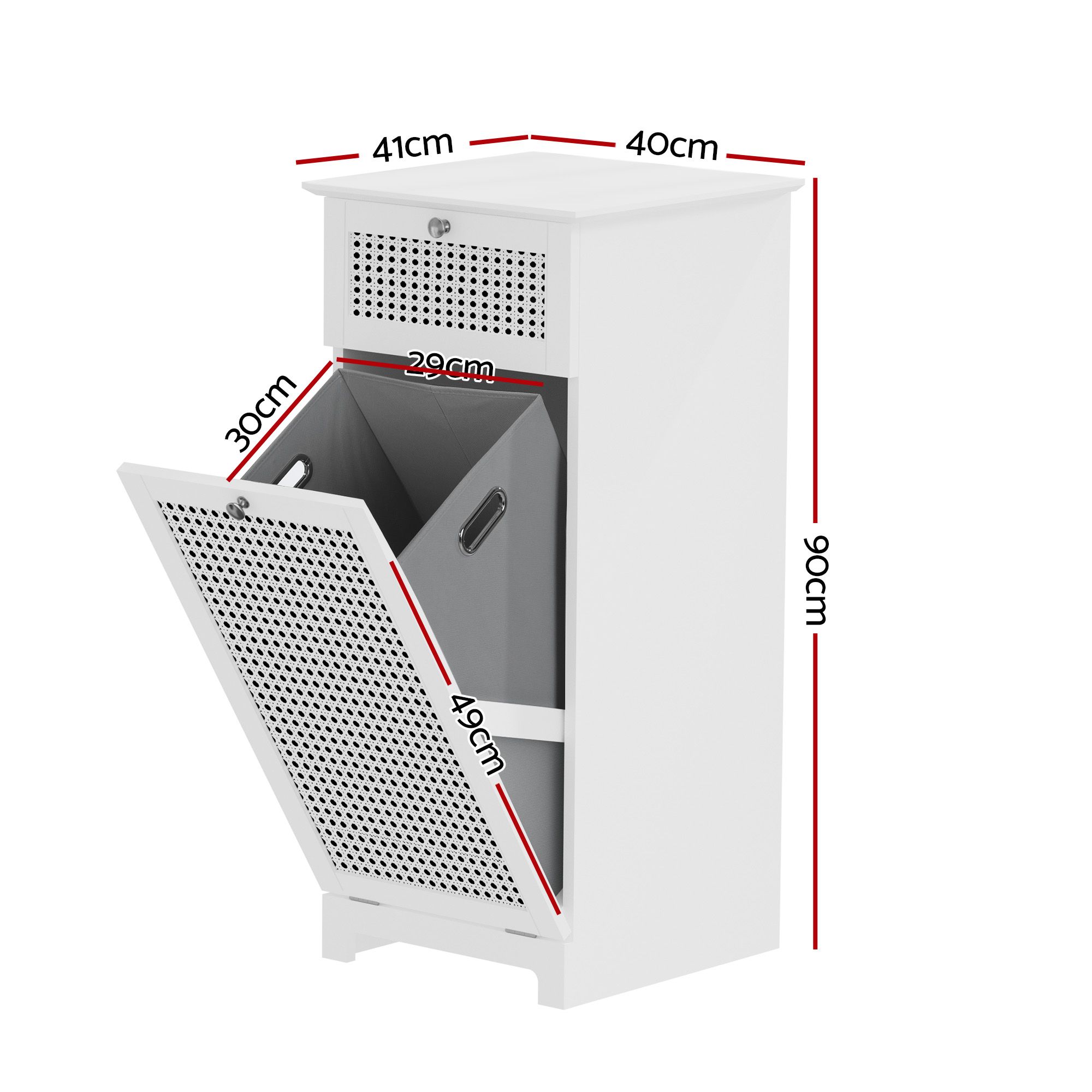 Artiss 2X Laundry Hamper Cabinet Bathroom Storage White Rattan - Image 3