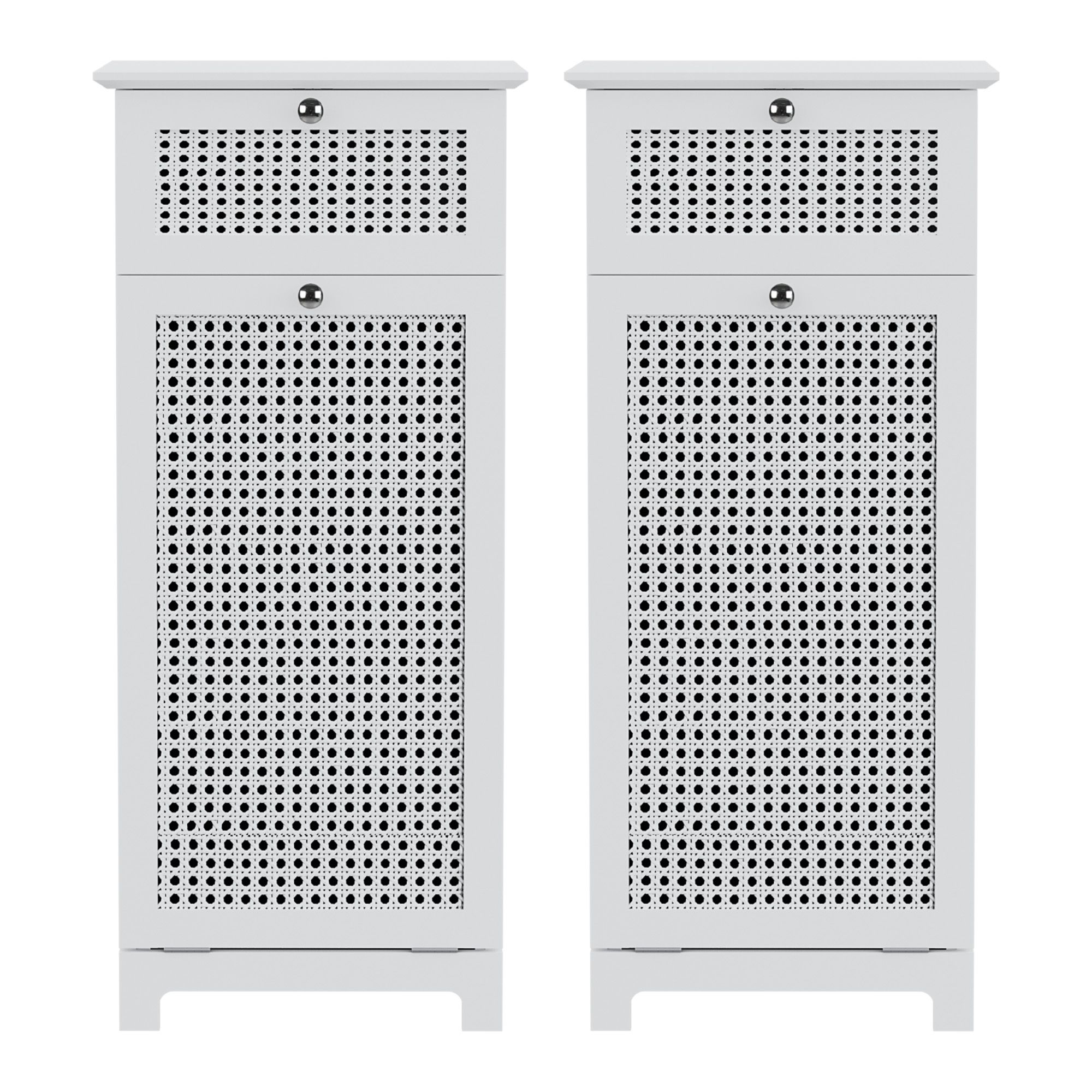 Artiss 2X Laundry Hamper Cabinet Bathroom Storage White Rattan - Image 4