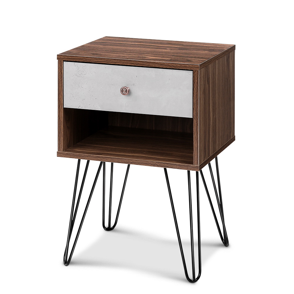 Artiss Bedside Table 1 Drawers with Shelf - LARS - Image 8