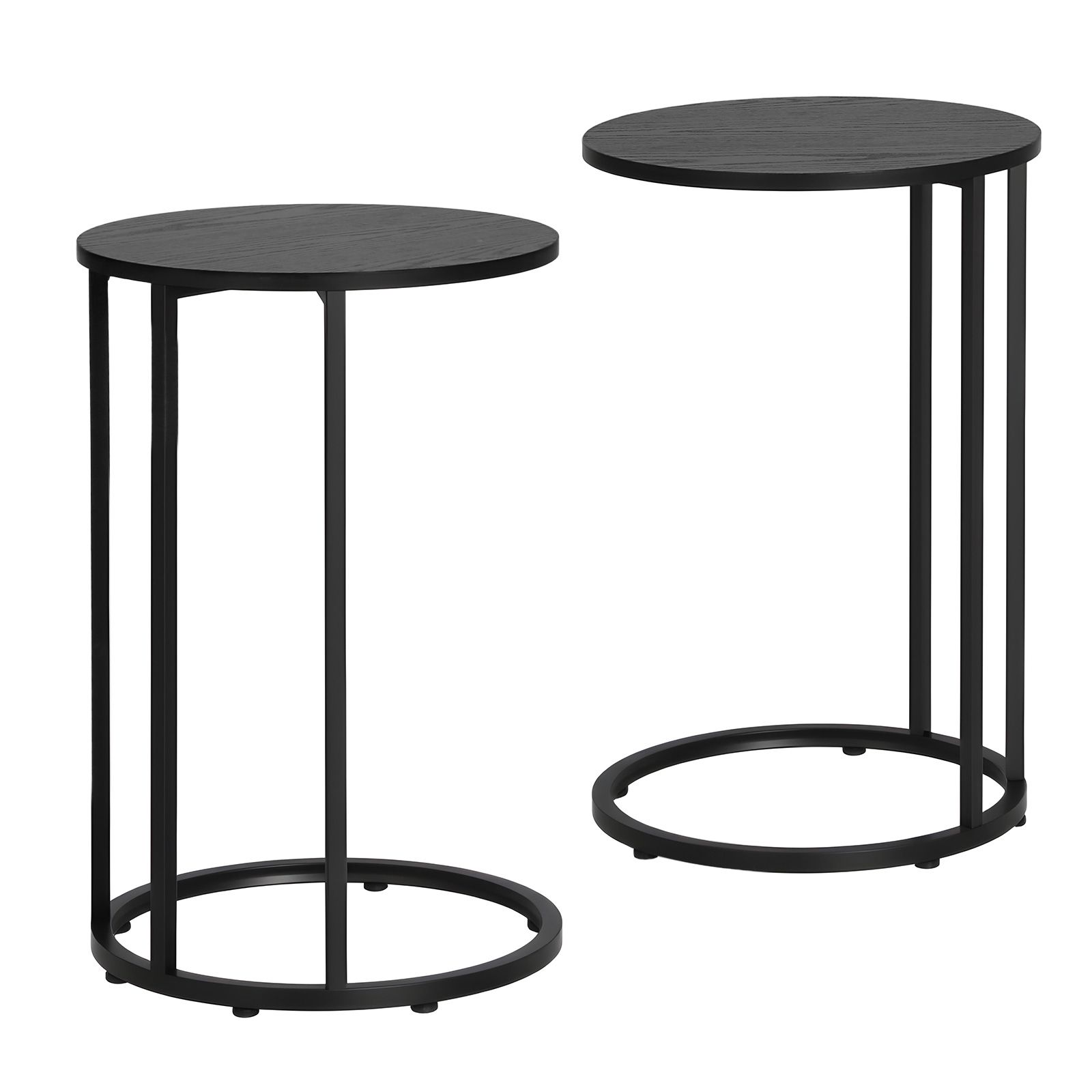 Artiss C Shaped End Table Set of 2 Coffee Table Side Table Round Black - Image 7