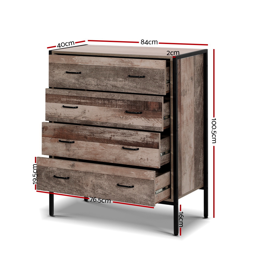 Artiss 4 Chest of Drawers - BARNLY - Image 4