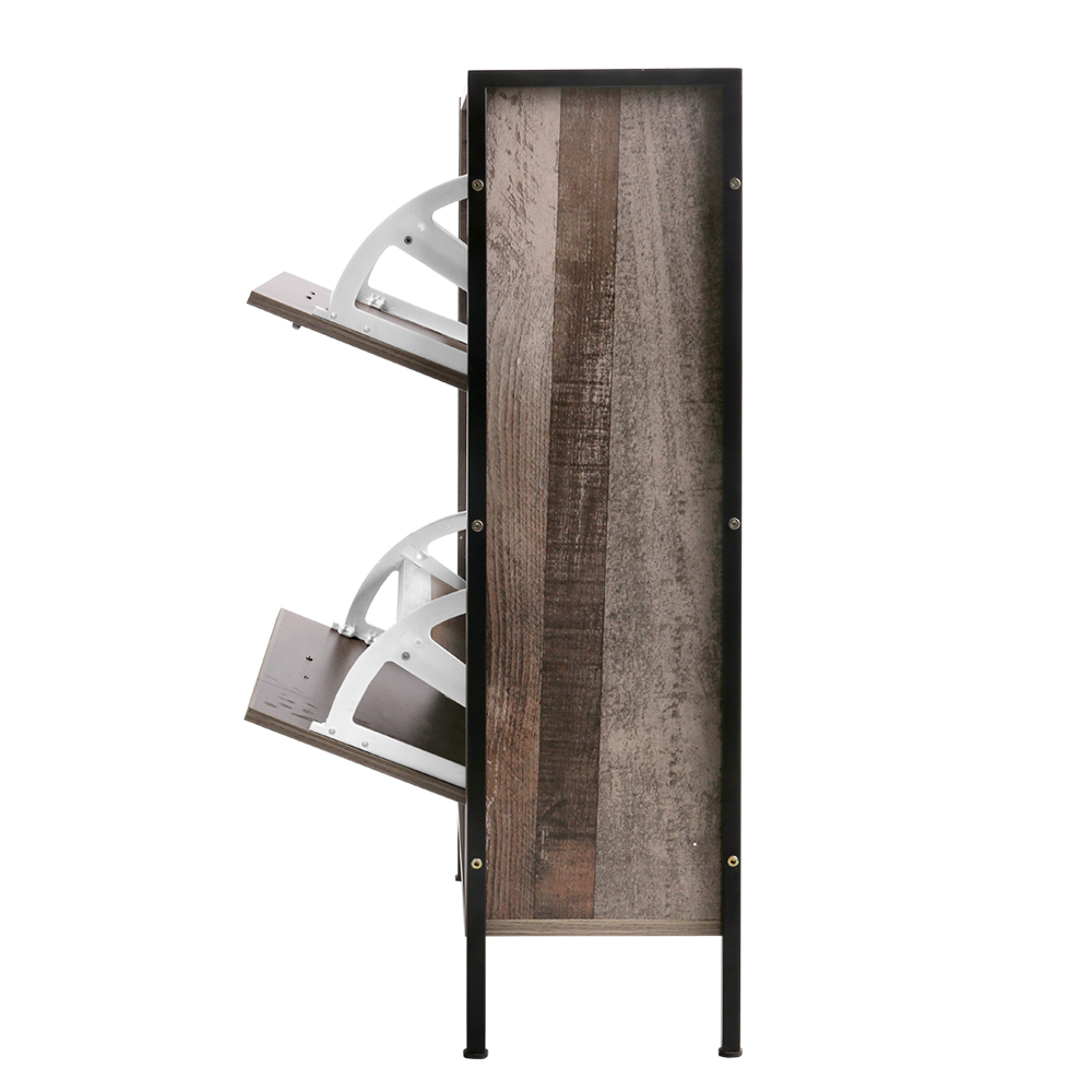 Artiss 12 Pair Wooden Vintage Shoe Rack Storage Cabinet - Wood - Image 4