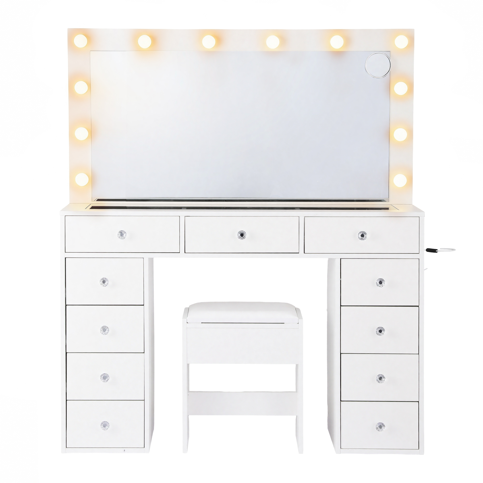 Artiss Dressing Table Vanity Desk Set Stool LED Bulbs White - Image 4