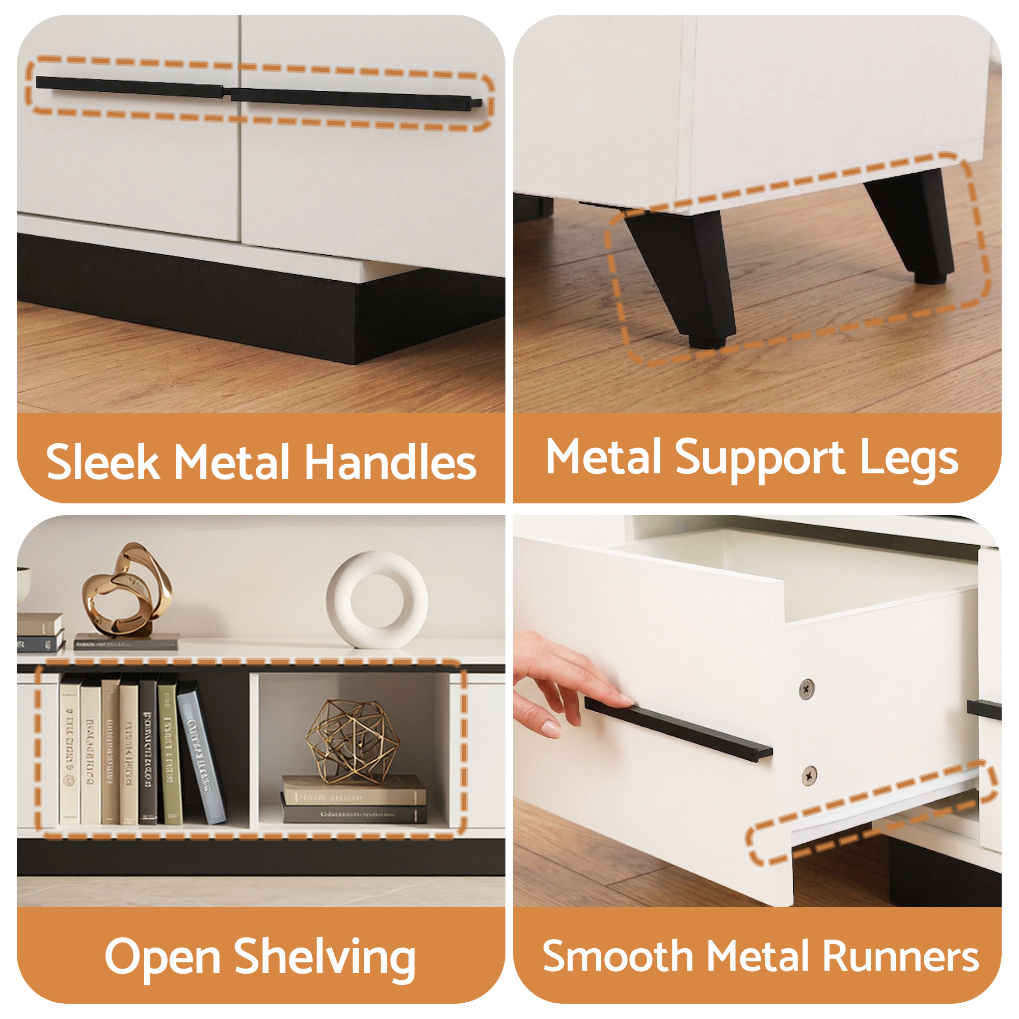 Artiss Extendable TV Cabinet Entertainment Unit Stand White - Image 8