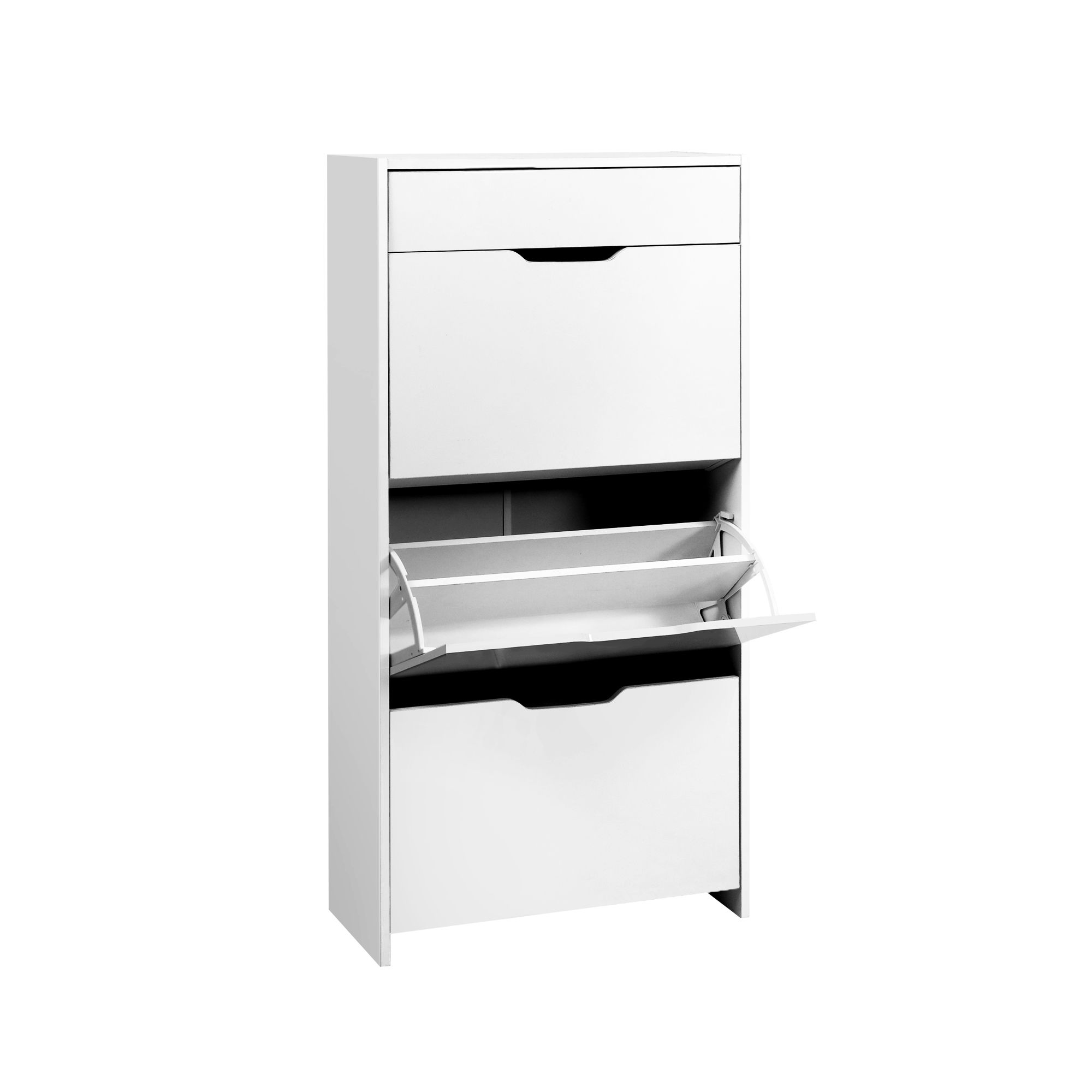 Artiss 2x Shoe Cabinet Organiser 3 Flip Drawer High Gloss White - Image 4