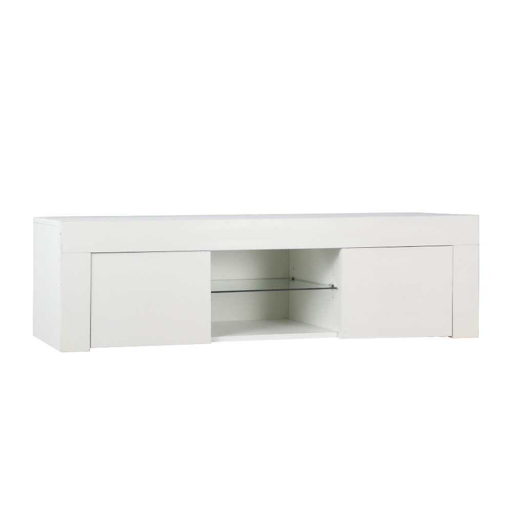 Artiss Entertainment Unit TV Cabinet LED 130cm White Angus - Image 3