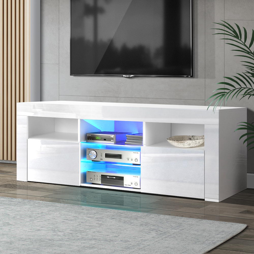 Artiss Entertainment Unit TV Cabinet LED 145cm White Angus - Image 1