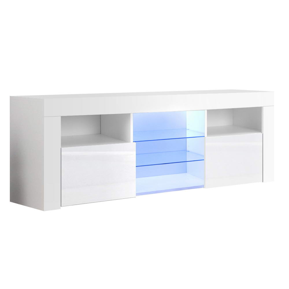 Artiss Entertainment Unit TV Cabinet LED 145cm White Angus - Image 3