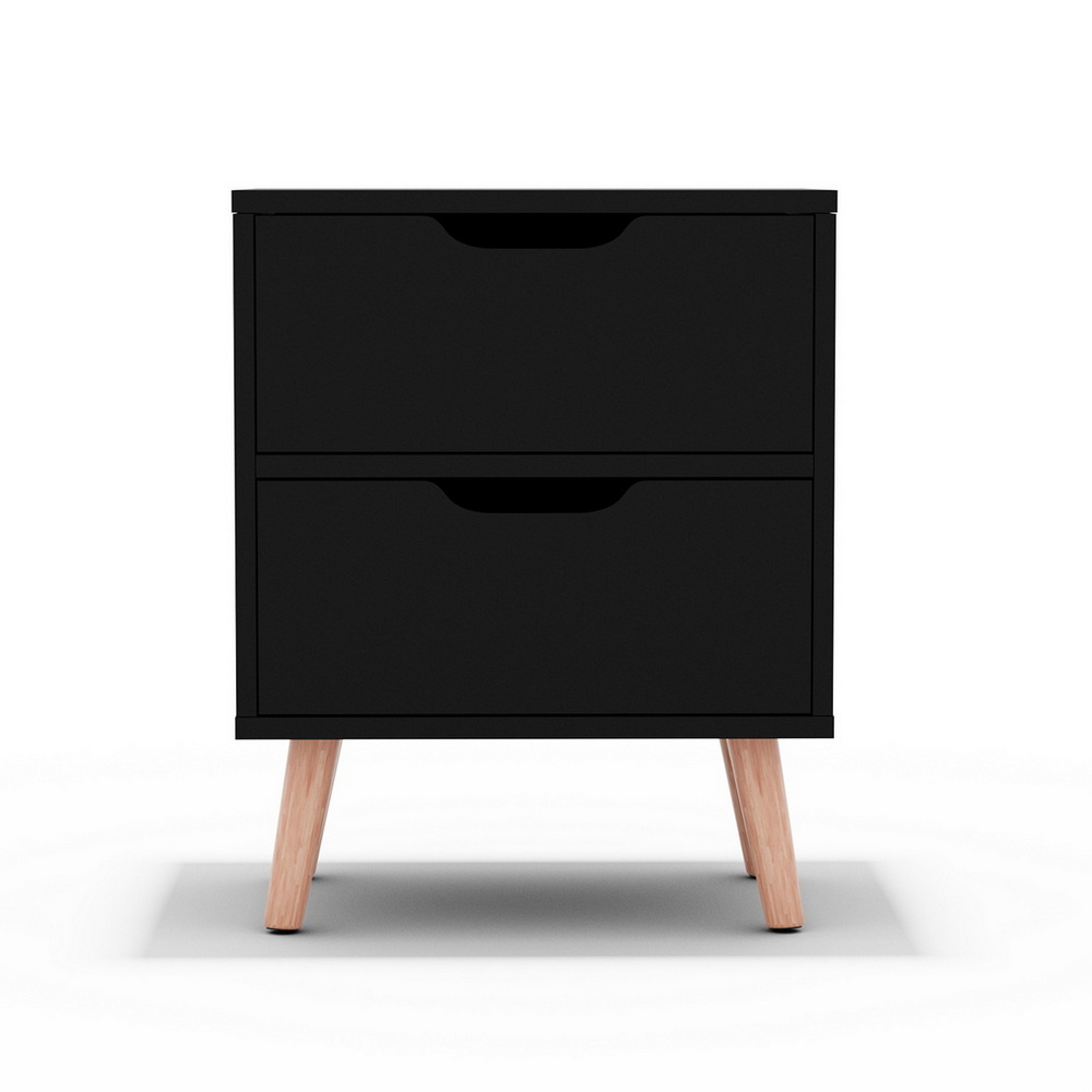 Artiss Bedside Table 2 Drawers - BODEN Black - Image 2