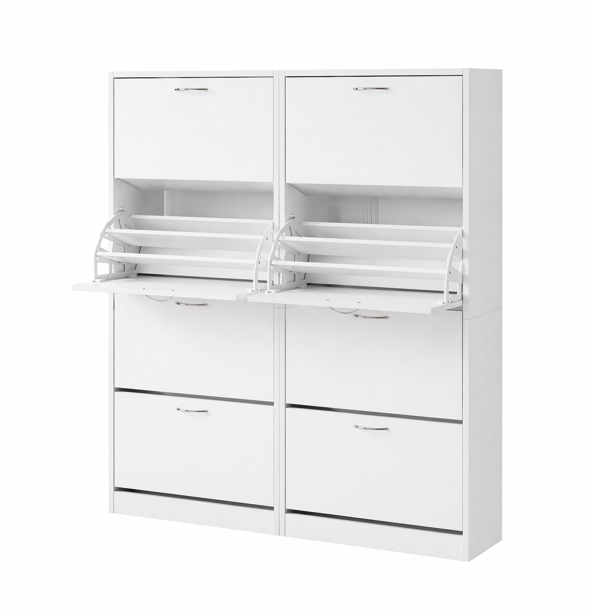 Artiss 2x Shoe Cabinet Storage Organiser 4 Flip Drawer White - Image 1
