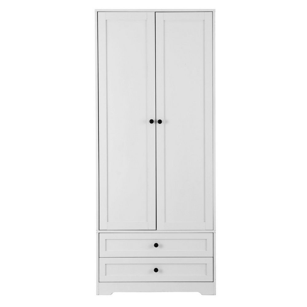 Artiss Wardrobe Clothes Closet Storage Organizer with 2 Doors White - Image 4