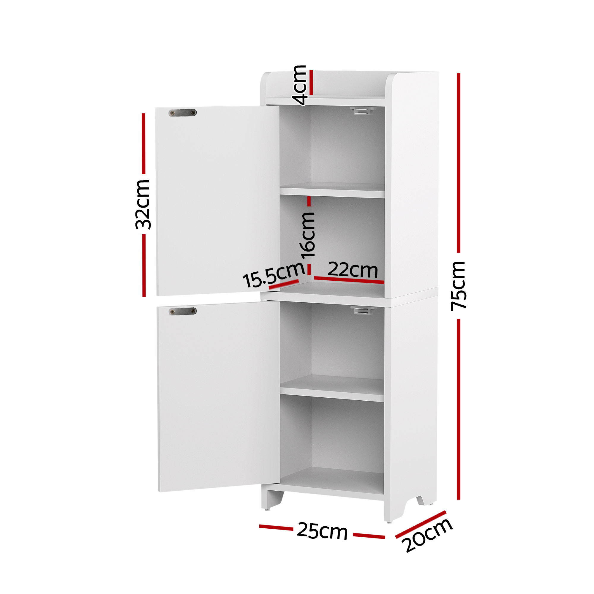 Artiss Bathroom Storage Cabinet 2-Tier Slim Toilet Organizer Adjustable White - Image 3