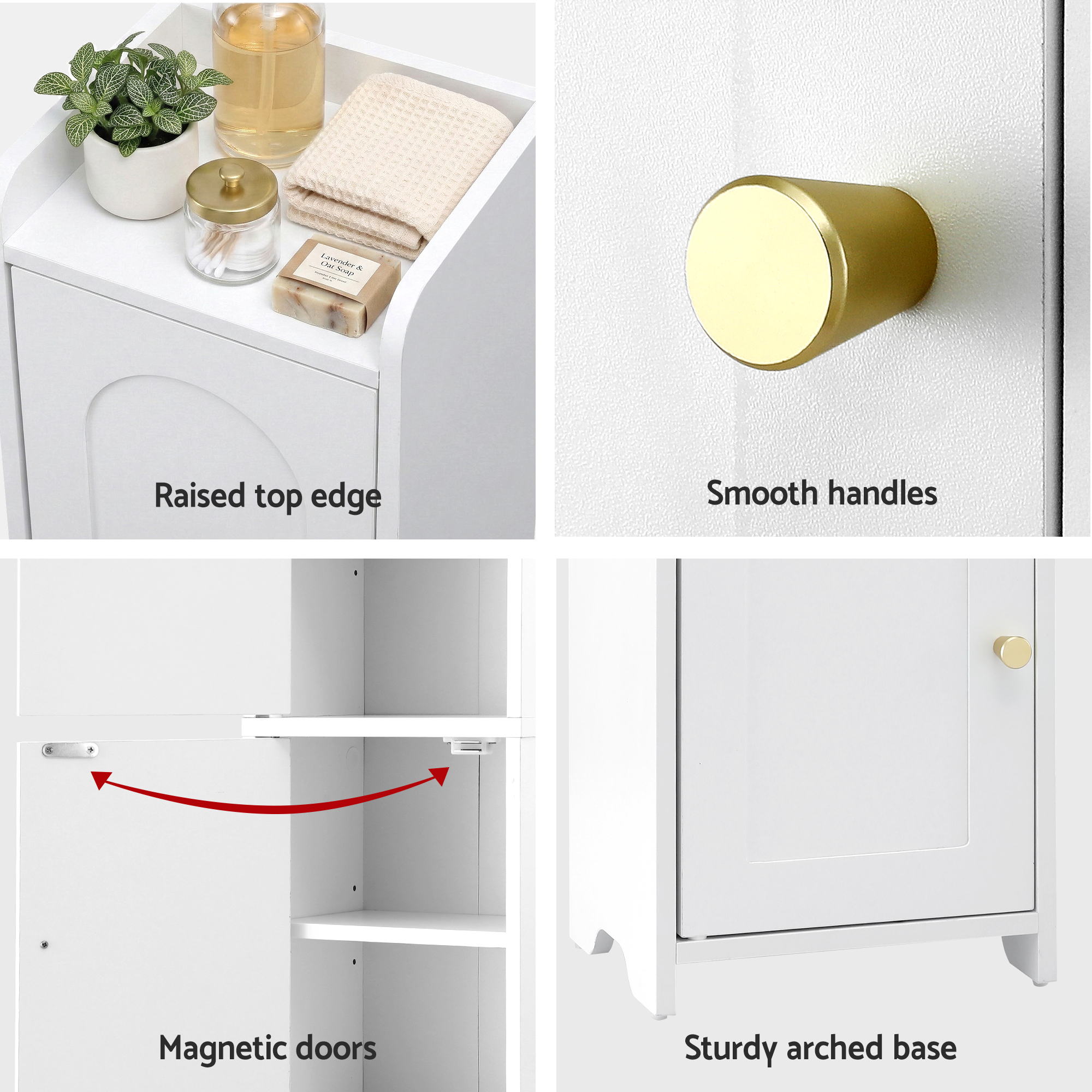 Artiss Bathroom Storage Cabinet 2-Tier Slim Toilet Organizer Adjustable White - Image 7