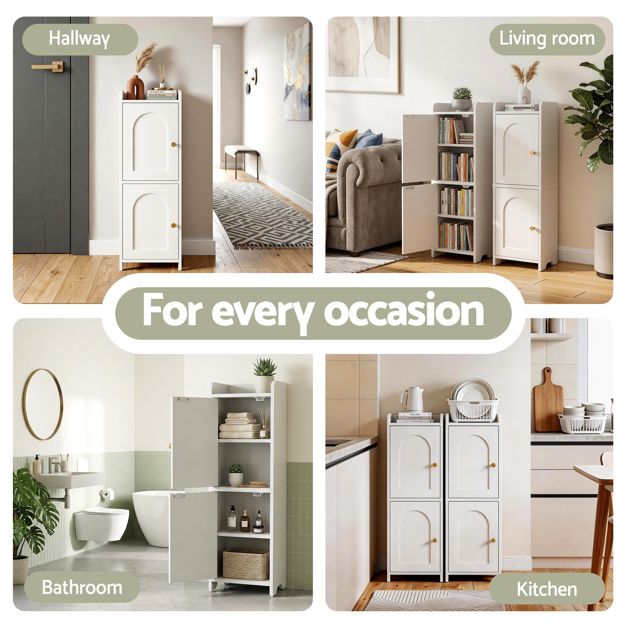 Artiss Bathroom Storage Cabinet 2-Tier Slim Toilet Organizer Adjustable White - Image 8