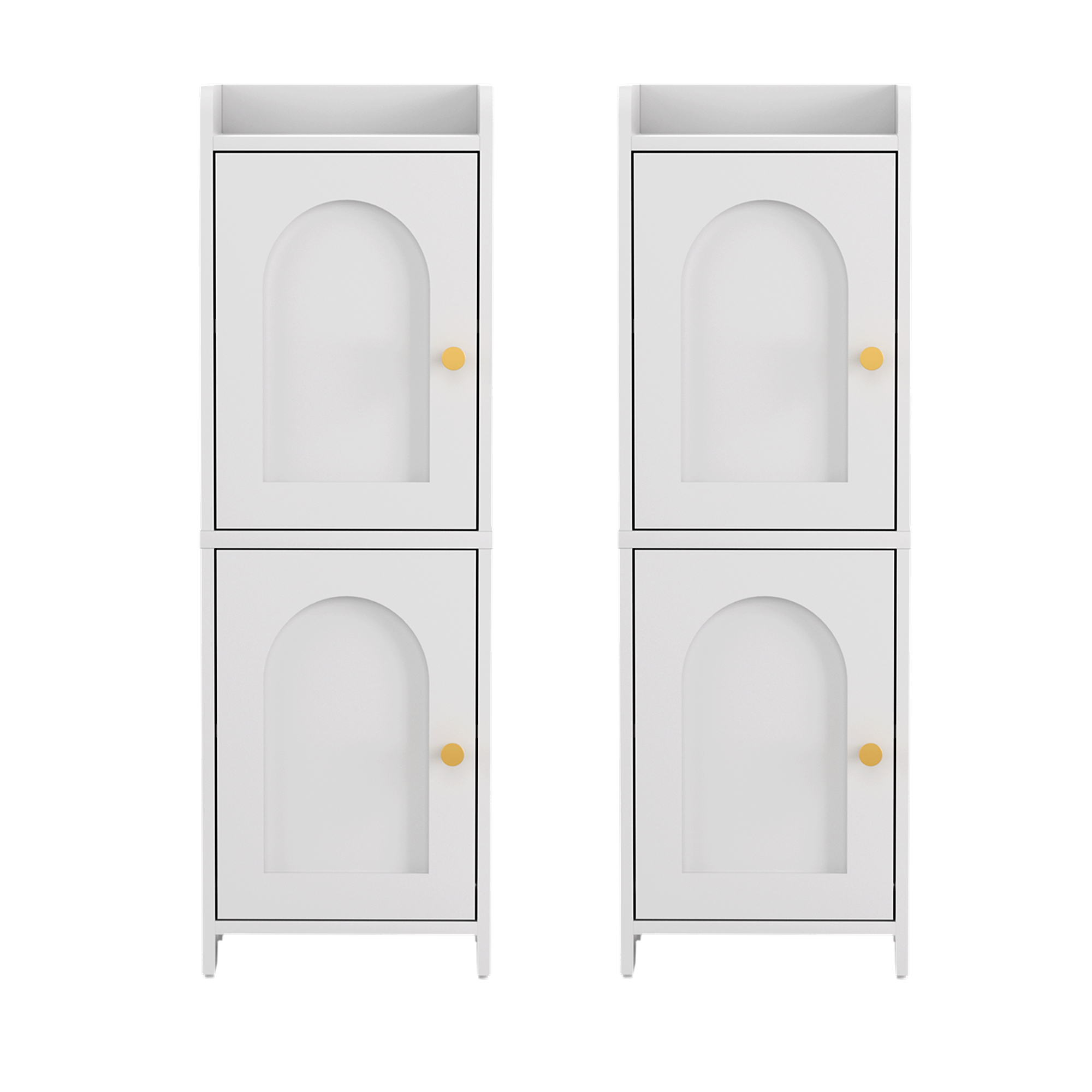Artiss 2x Bathroom Storage Cabinet 2-Tier Slim Toilet Organizer Adjustable White - Image 4