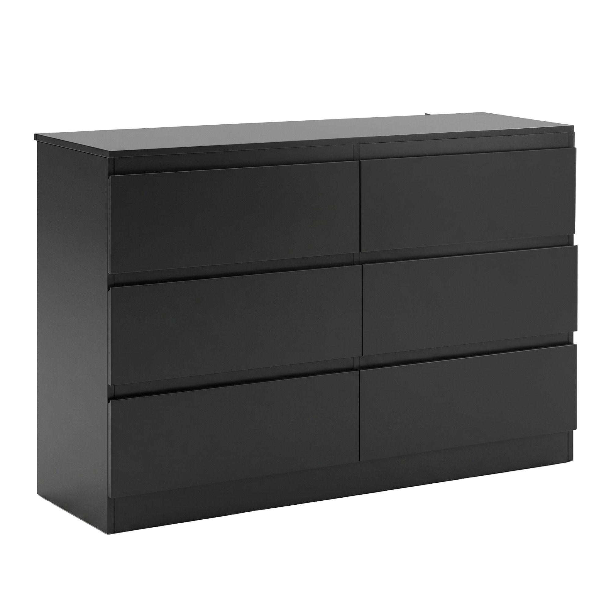 Artiss 6 Chest of Drawers Lowboy Black - Image 1